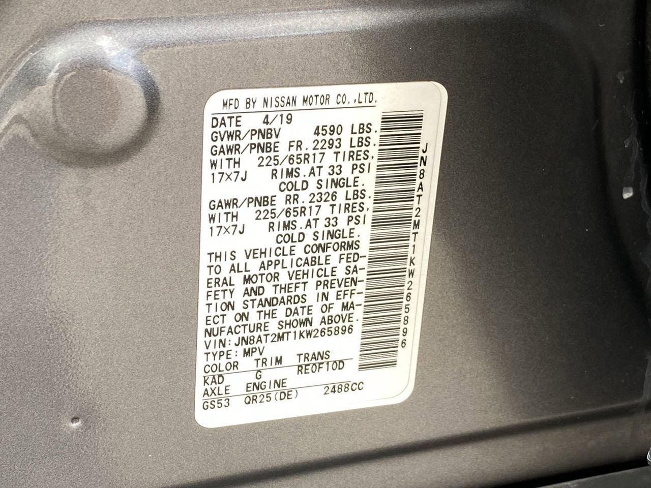 Certified 2019 Nissan Rogue S FWD image 35