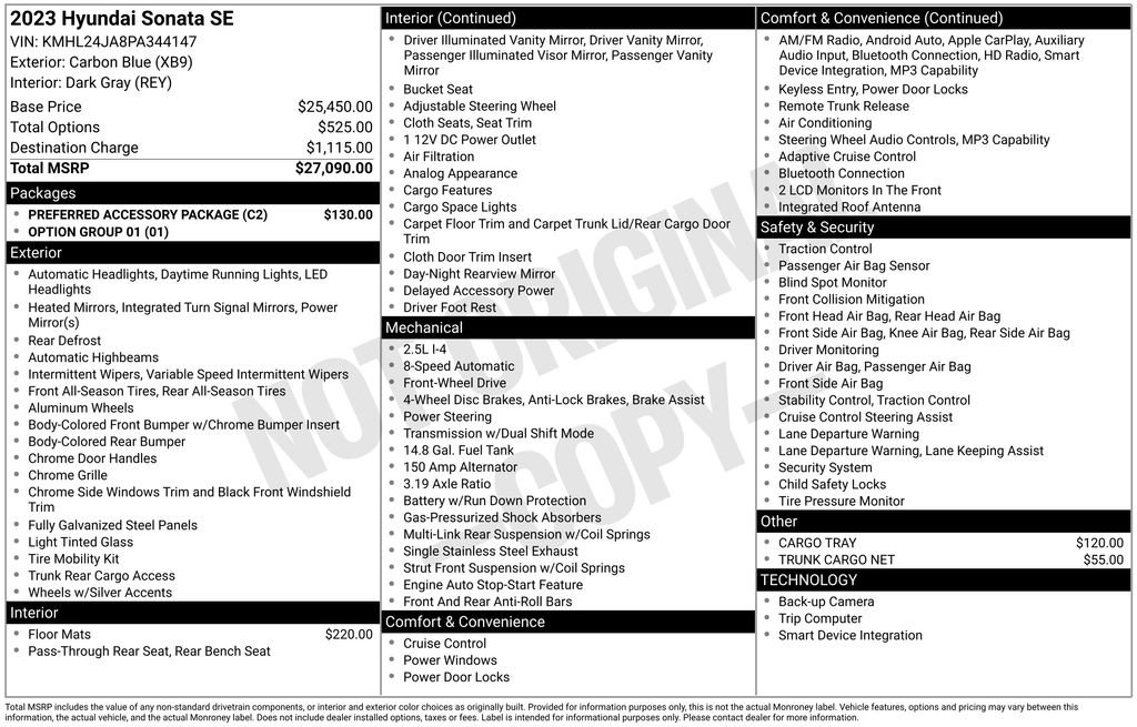Certified 2023 Hyundai Sonata SE w/ Preferred Accessory Package image 53