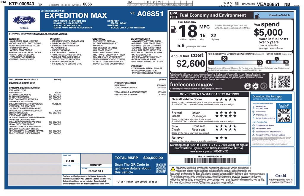 New 2027 Ford Expedition Max Platinum w/ Stealth Performance Package AWD/4WD image 67