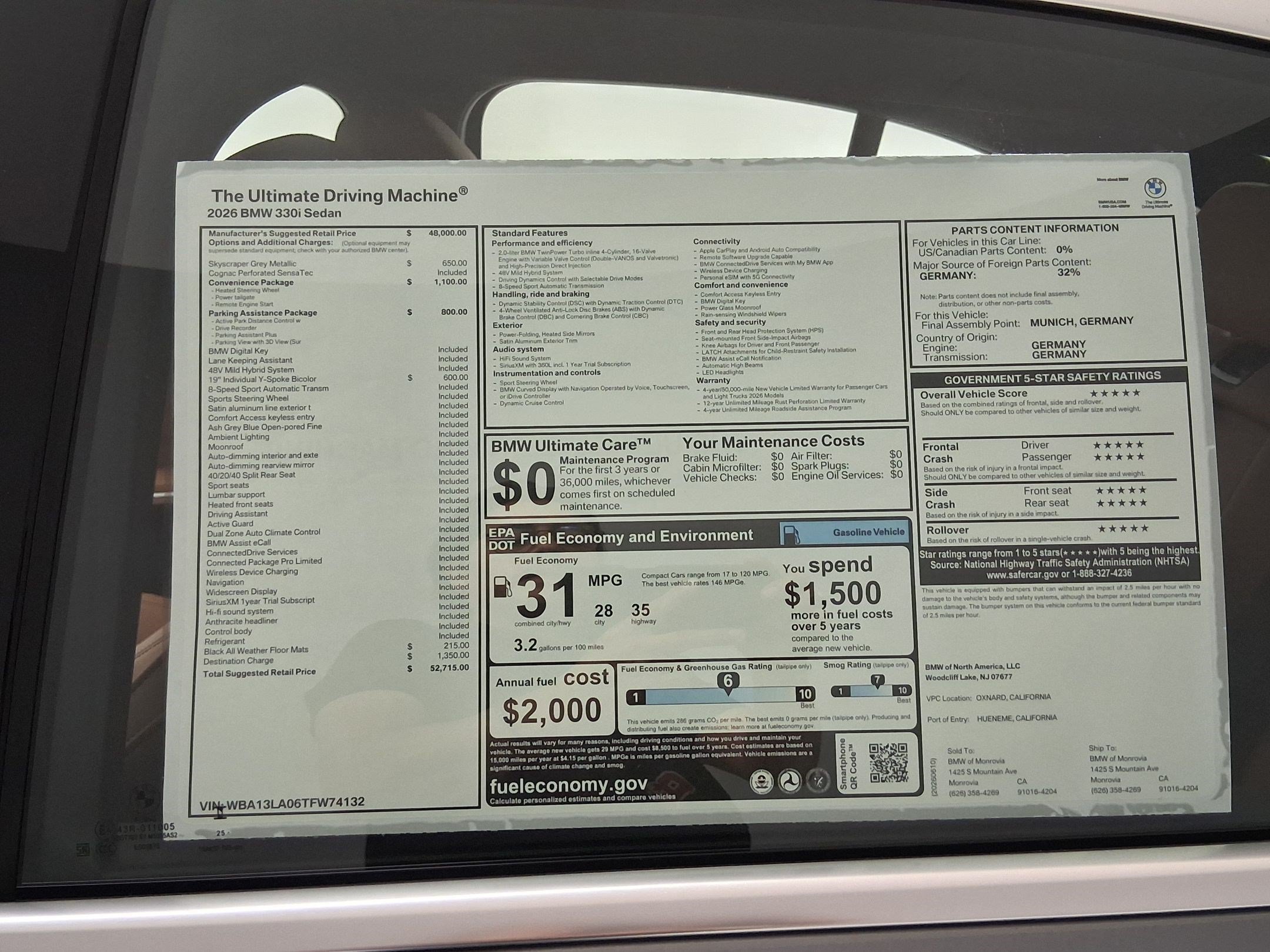 New 2026 BMW 330i Sedan w/ Convenience Package RWD image 32