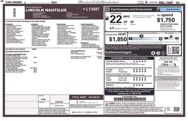 Used 2021 Lincoln Nautilus Reserve w/ Cargo Utility Package image 35