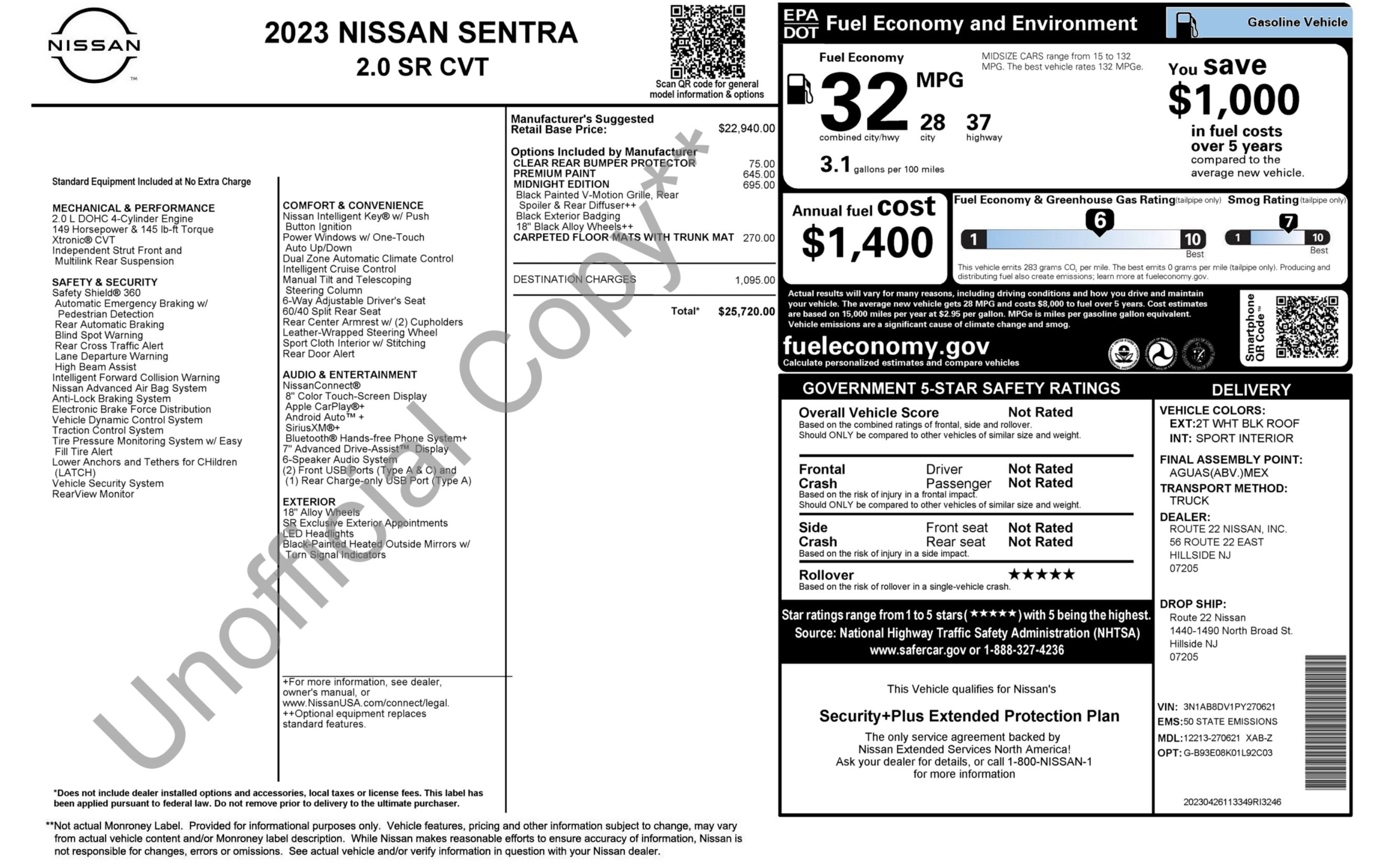Used 2023 Nissan Sentra SR w/ Midnight Edition Package FWD image 2
