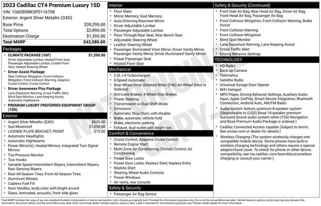 Certified 2023 Cadillac CT4 Premium Luxury w/ Climate Package RWD image 34