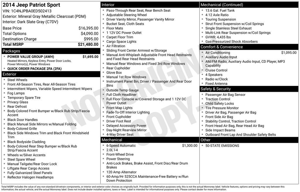 Used 2014 Jeep Patriot Sport w/ Power Value Group FWD image 36