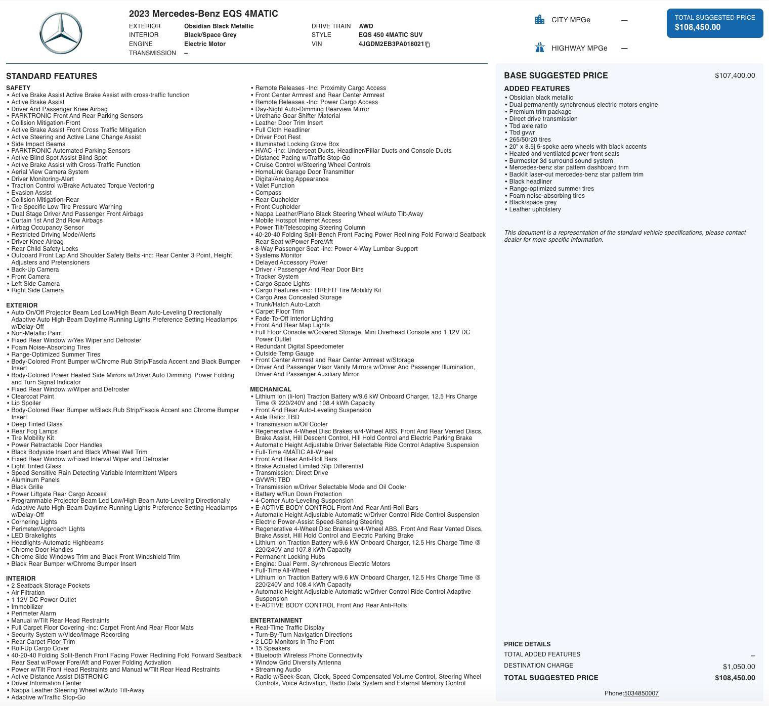 Used 2023 Mercedes-Benz EQS 450+ 4MATIC SUV image 5