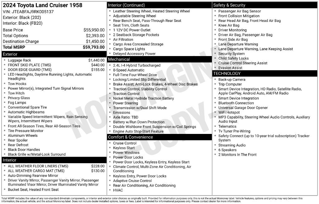 Used 2024 Toyota Land Cruiser 1958 AWD/4WD image 4