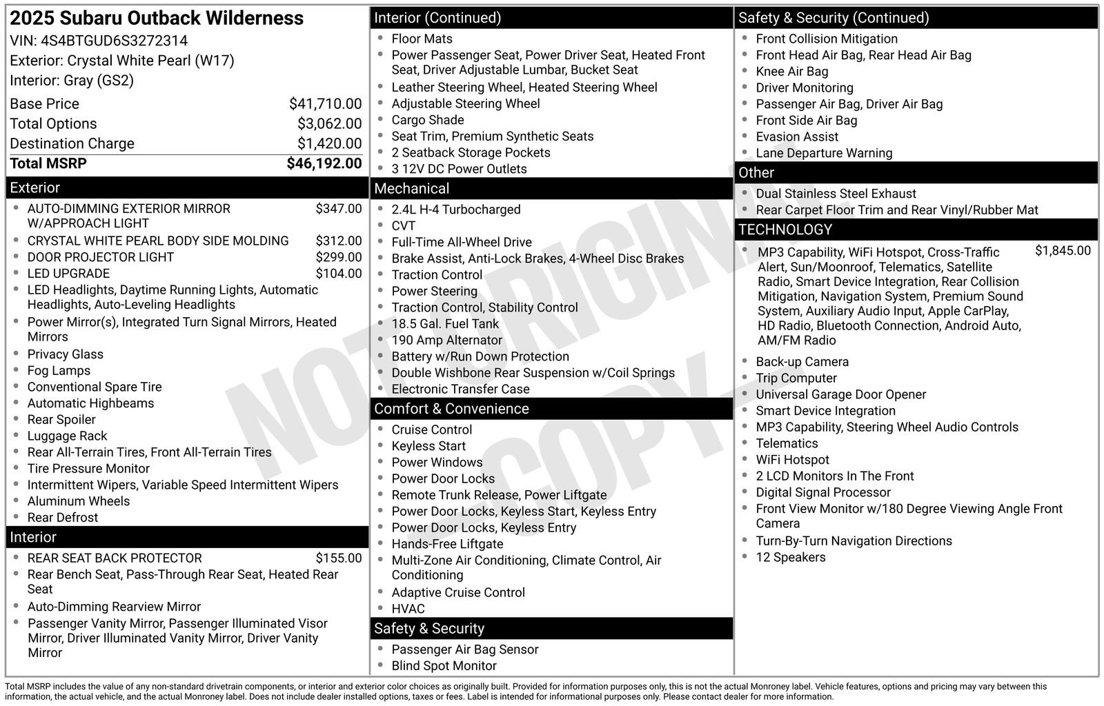 Certified 2025 Subaru Outback Wilderness AWD/4WD image 19