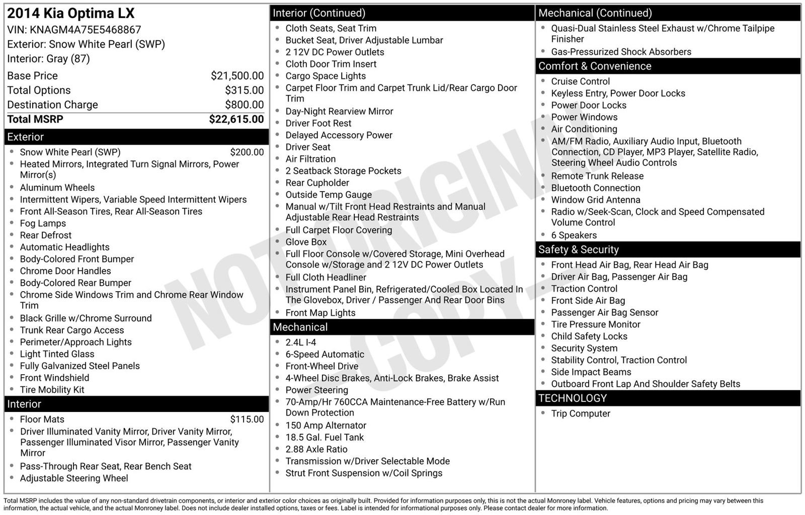 Used 2014 Kia Optima LX image 3