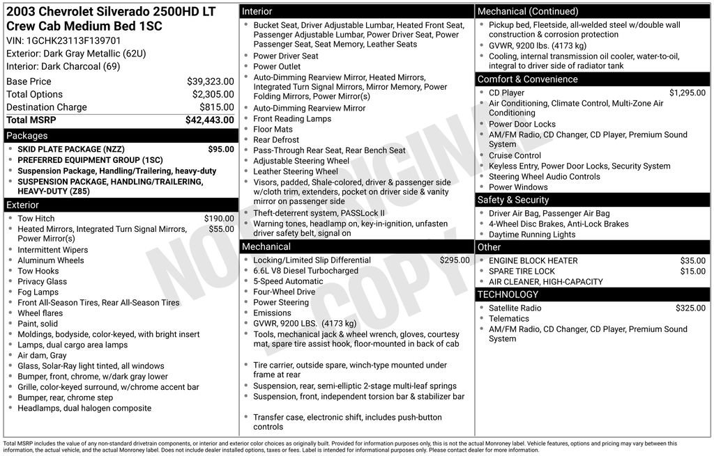 Used 2003 Chevrolet Silverado 2500 LT w/ Skid Plate Package image 11