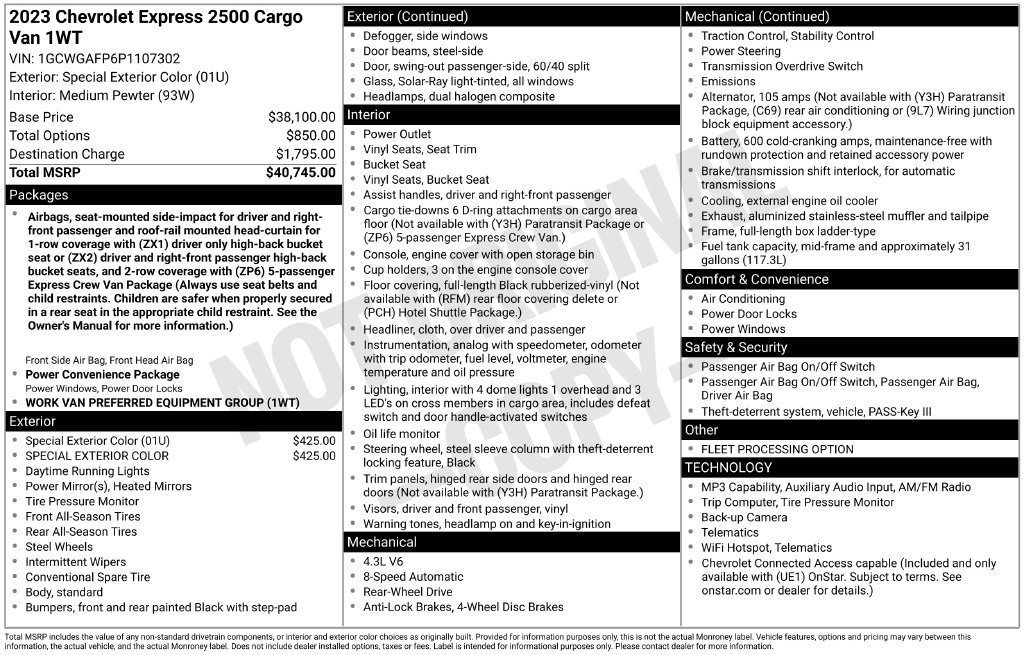 Used 2023 Chevrolet Express 2500 RWD image 41