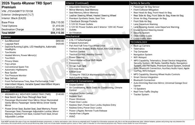 New 2026 Toyota 4Runner TRD Sport Premium AWD/4WD image 2