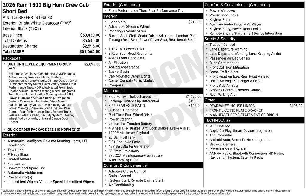 New 2026 RAM 1500 Big Horn AWD/4WD image 8