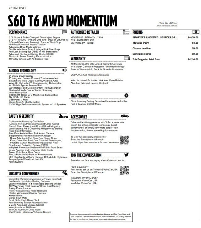 Used 2019 Volvo S60 T6 Momentum AWD/4WD image 52