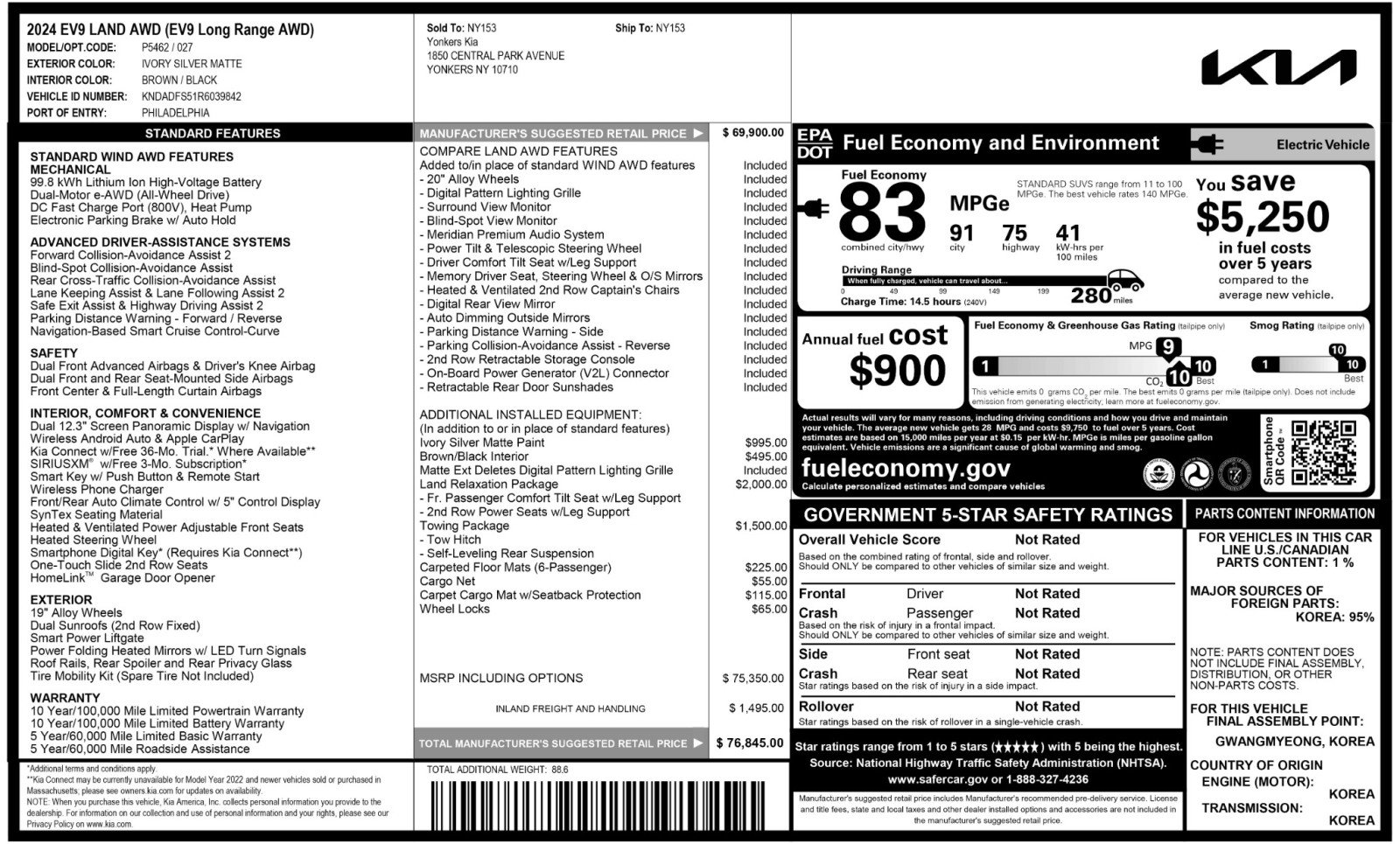 Used 2024 Kia EV9 Land image 58