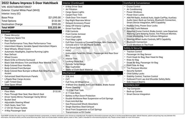 Used 2022 Subaru Impreza 2.0i image 32