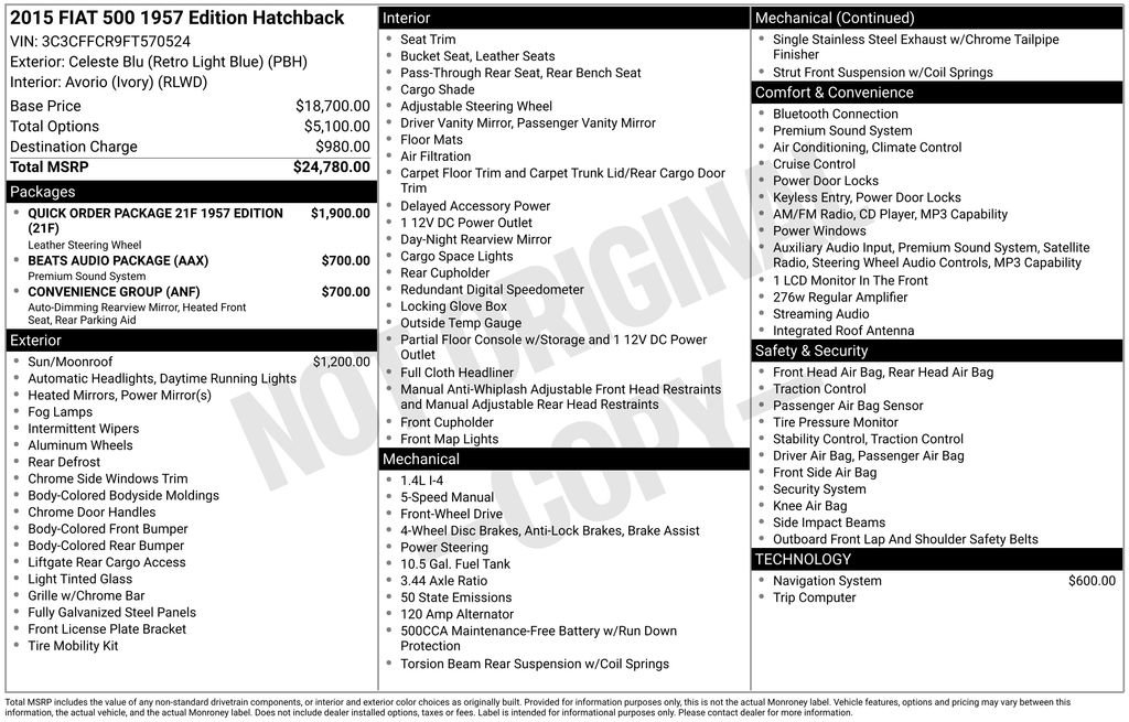 Used 2015 FIAT 500 1957 Edition image 15