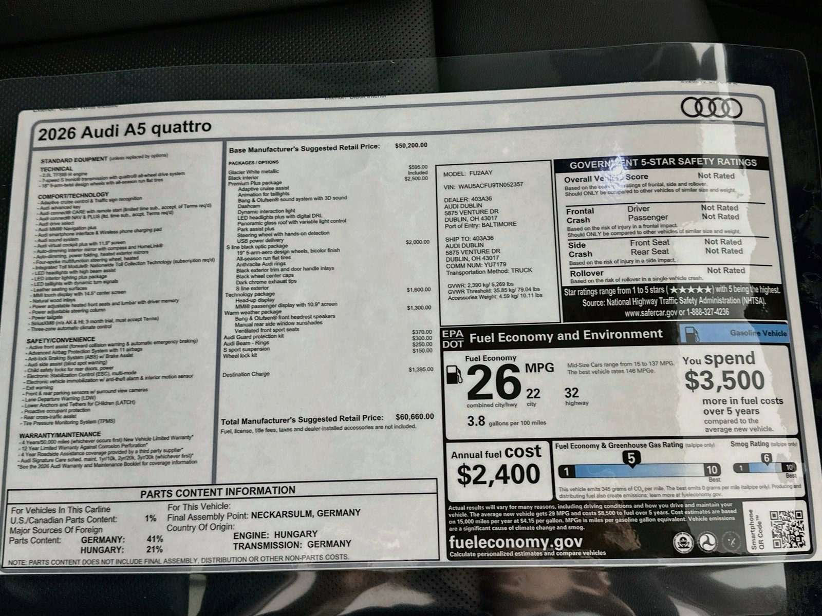 New 2026 Audi A5 Premium Plus AWD/4WD image 49