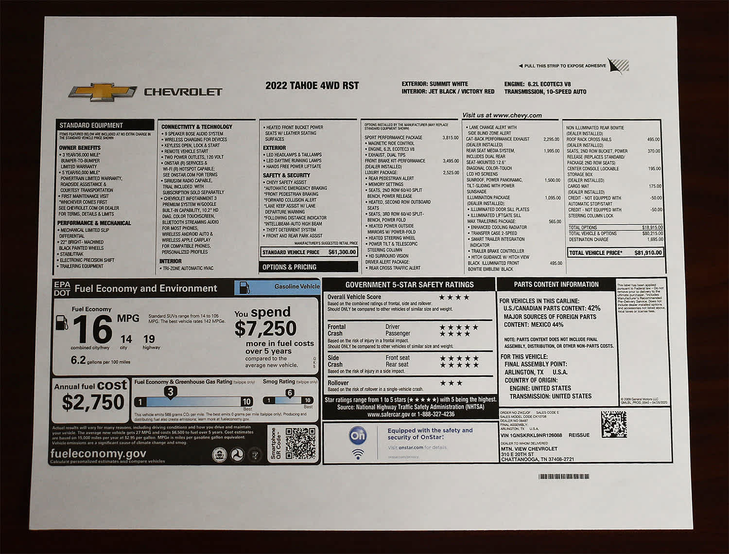 Used 2022 Chevrolet Tahoe RST w/ Sport Performance Package AWD/4WD image 4