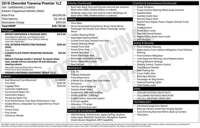 Used 2018 Chevrolet Traverse Premier w/ Driver Confidence II Package image 5