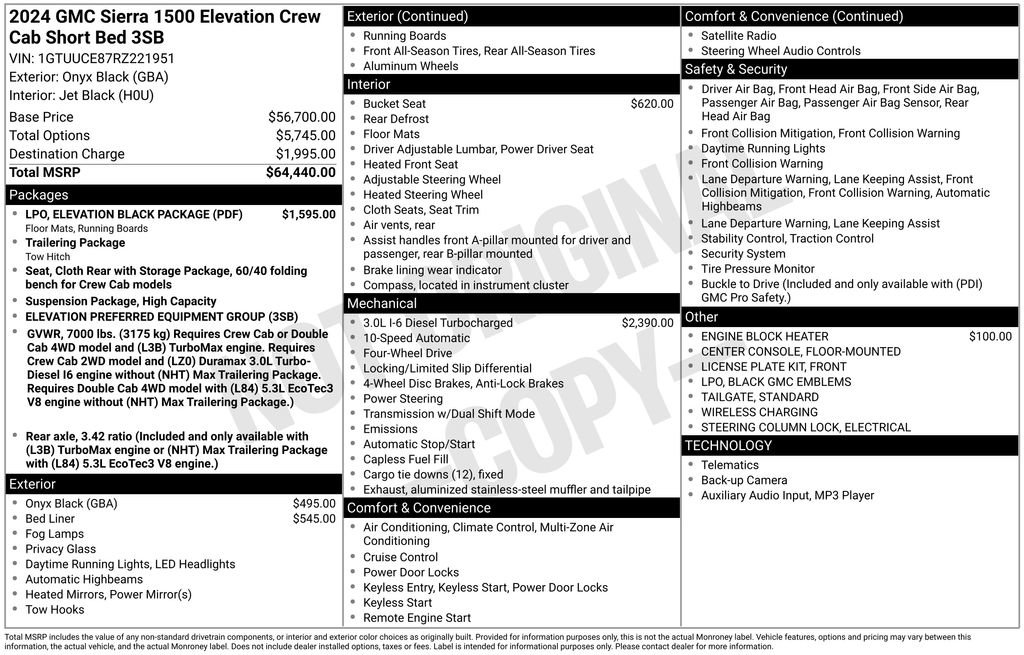 Used 2024 GMC Sierra 1500 Elevation w/ LPO, Elevation Black Package image 9