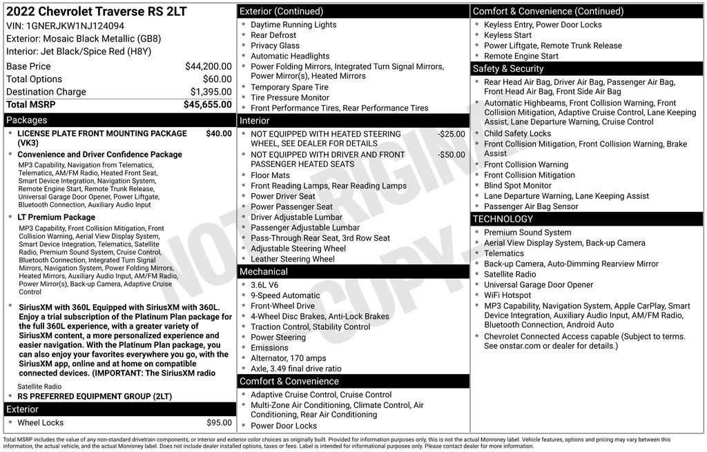 Used 2022 Chevrolet Traverse RS FWD image 45