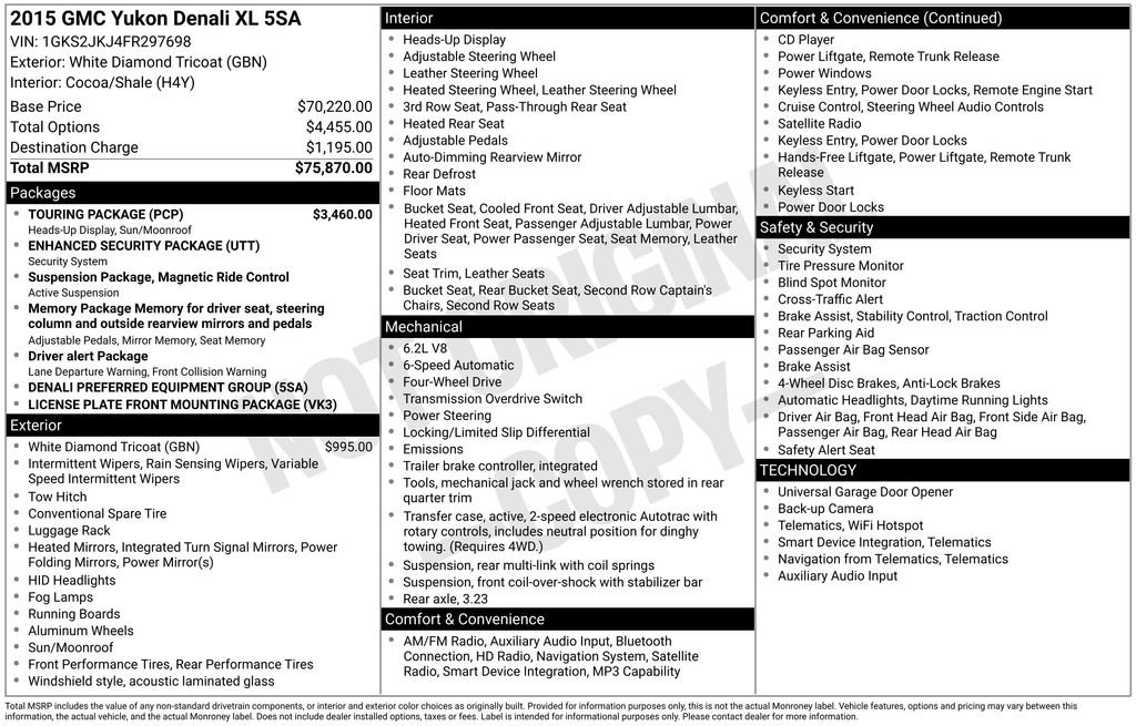 Used 2015 GMC Yukon XL Denali w/ Touring Package image 4