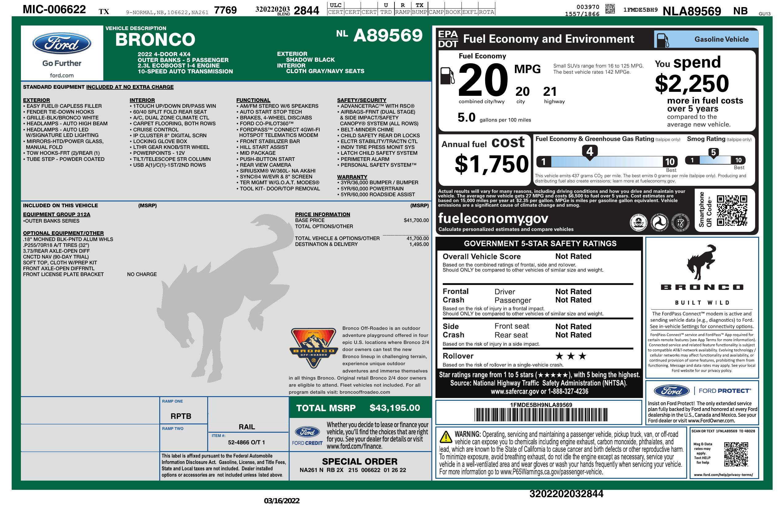 Used 2022 Ford Bronco Outer Banks AWD/4WD image 3