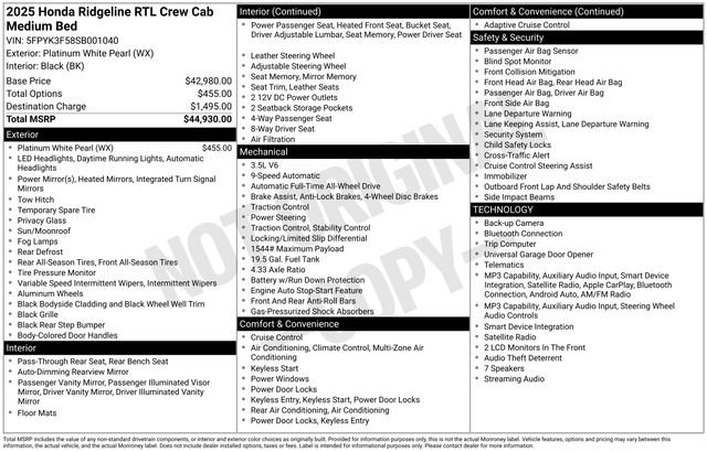 Used 2025 Honda Ridgeline RTL image 59