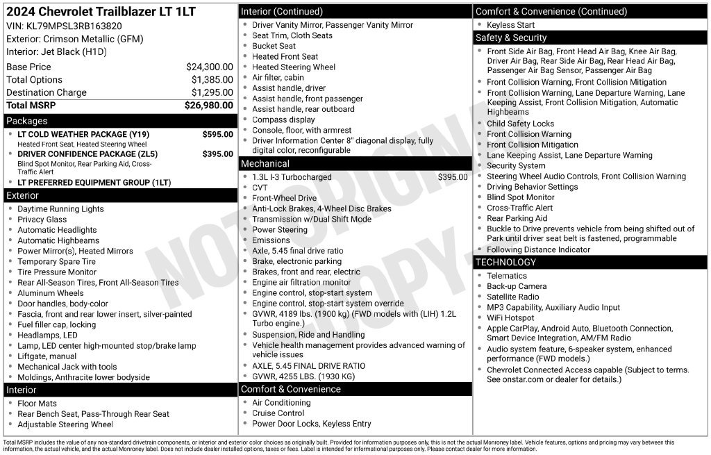 Used 2024 Chevrolet TrailBlazer LT w/ LT Cold Weather Package FWD image 2