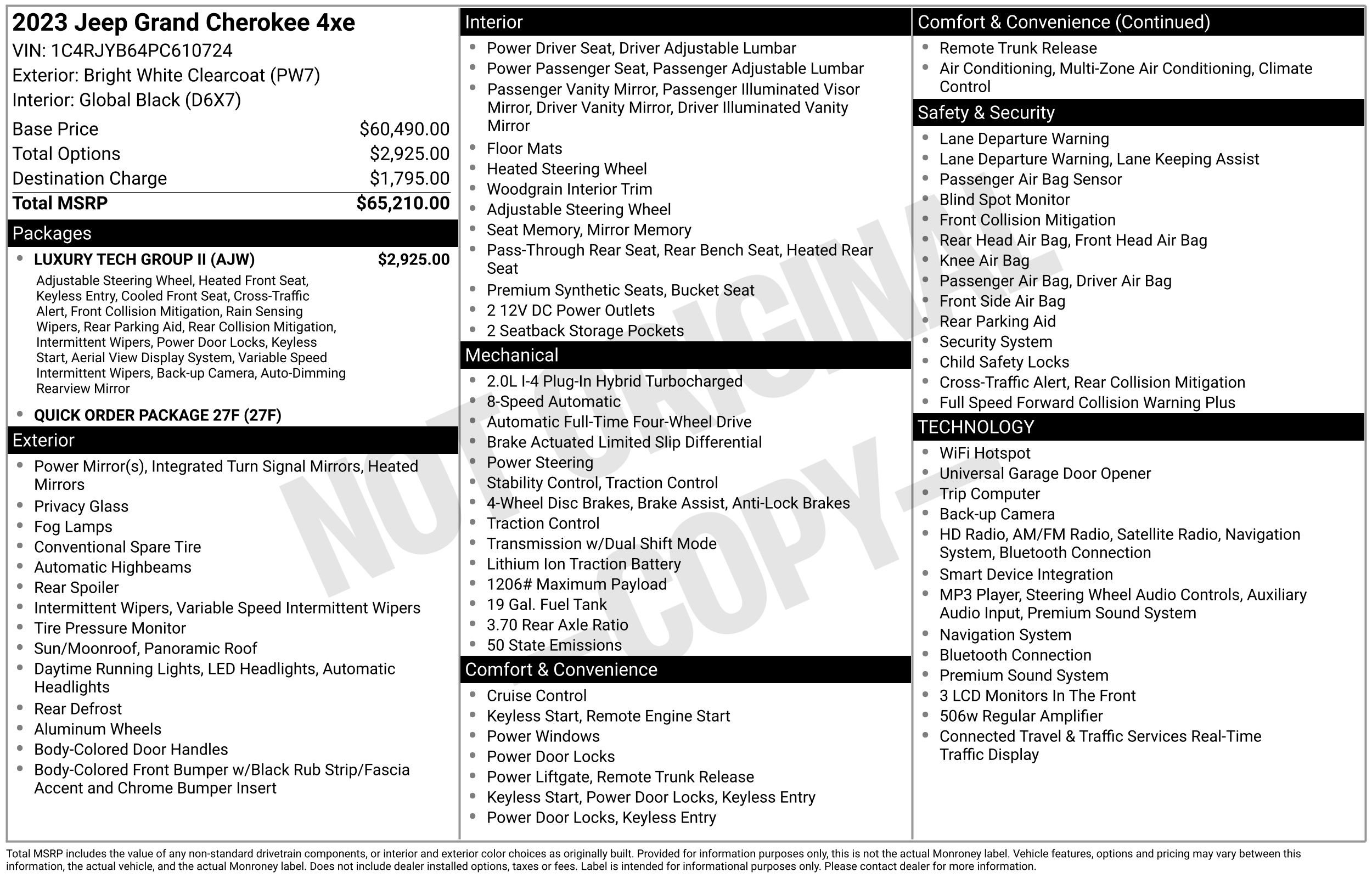 Used 2023 Jeep Grand Cherokee 4WD 4xe w/ Luxury Tech Group II image 2
