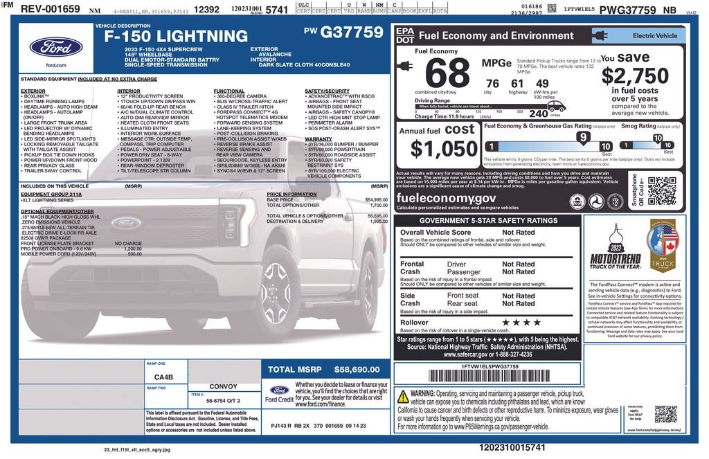 Used 2023 Ford F150 Lightning XLT AWD/4WD image 28