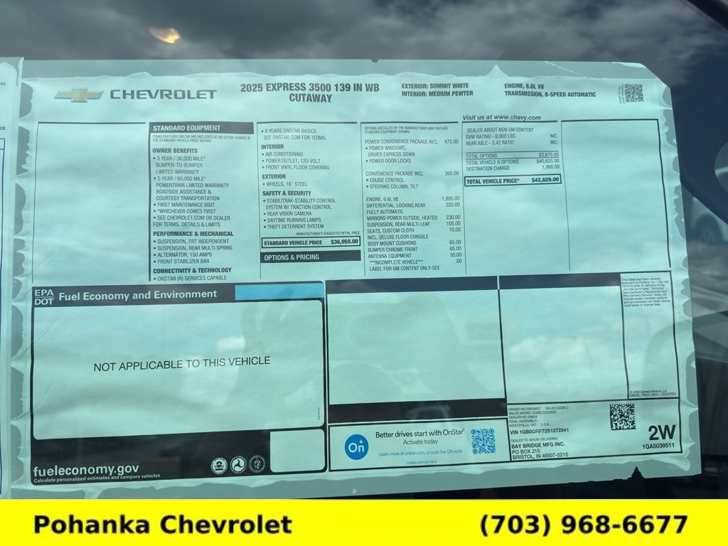 New 2025 Chevrolet Express 3500 w/ Power Convenience Package RWD image 32