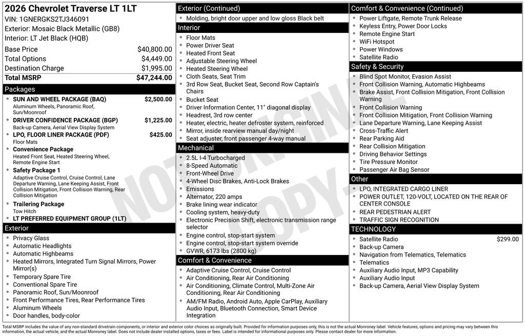 New 2026 Chevrolet Traverse LT w/ Sun and Wheel Package FWD image 5