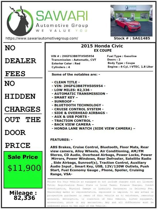 Used 2015 Honda Civic EX image 24