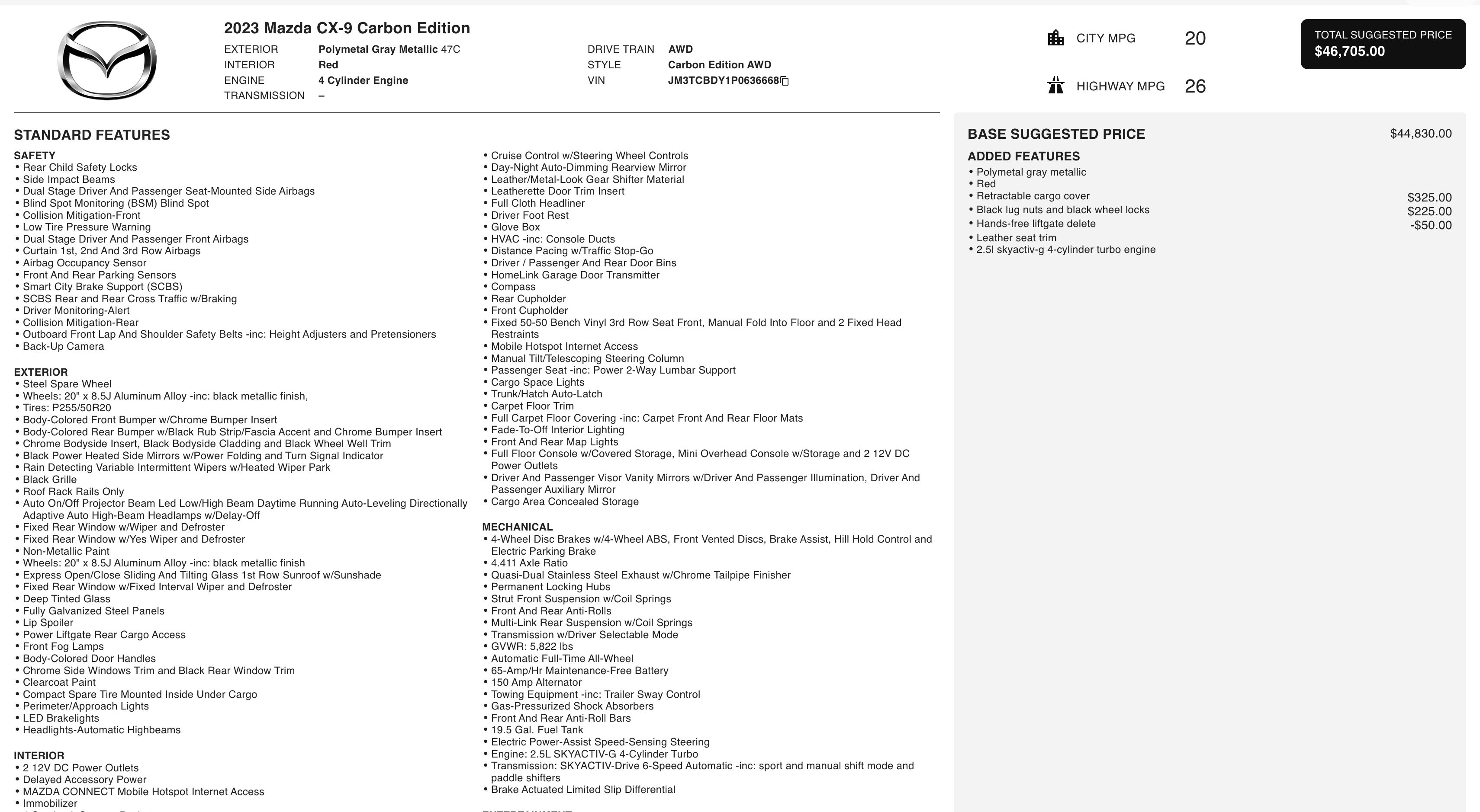 Used 2023 MAZDA CX-9 Carbon Edition image 6