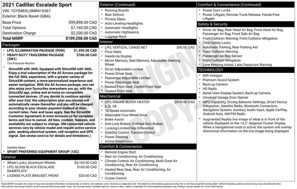 Used 2021 Cadillac Escalade Sport w/ LPO, Illumination Package AWD/4WD image 3