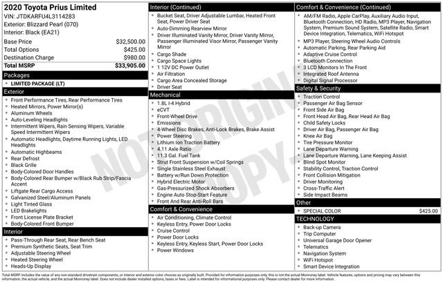 Used 2020 Toyota Prius Limited FWD image 21