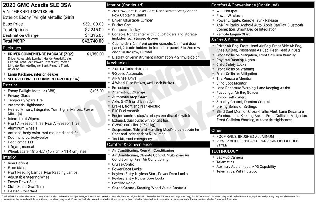 Used 2023 GMC Acadia SLE w/ Driver Convenience Package AWD/4WD image 50