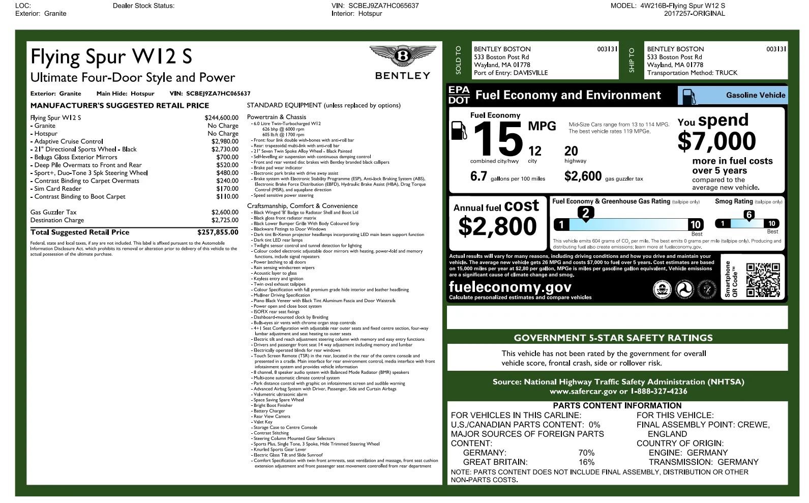 Used 2017 Bentley Flying Spur S W12 AWD/4WD image 6