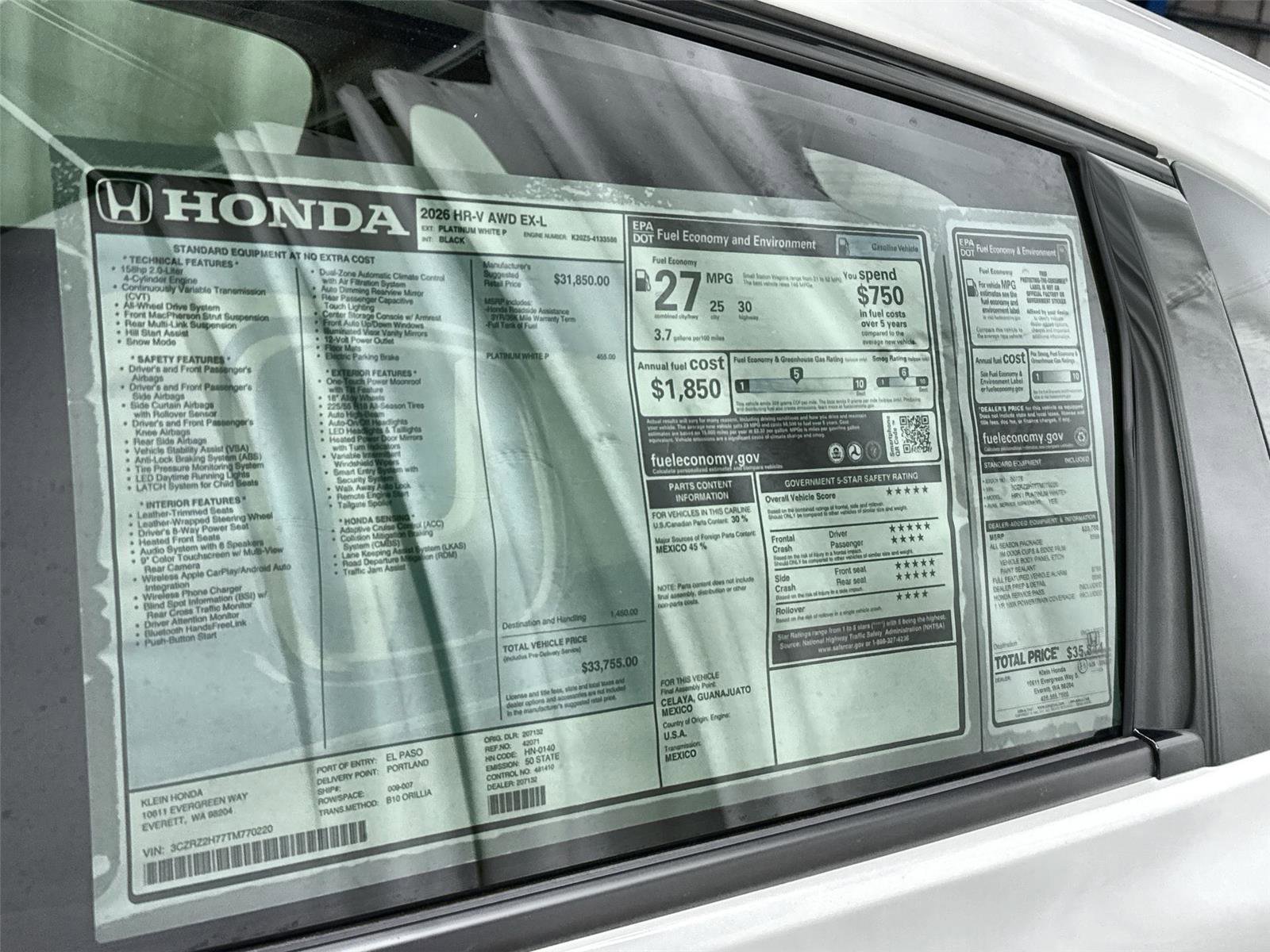 New 2026 Honda HR-V EX-L image 31