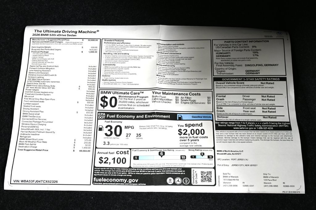 Used 2026 BMW 530i xDrive w/ Premium Package AWD/4WD image 37