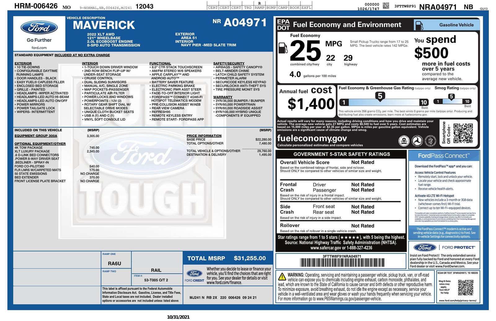 Used 2022 Ford Maverick XLT w/ Equipment Group 300A Standard image 46