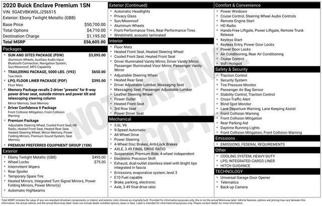 Used 2020 Buick Enclave Premium w/ Sun and Sites Package image 35