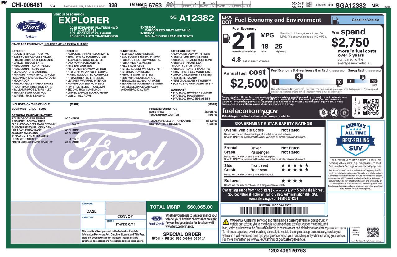 Used 2025 Ford Explorer Platinum w/ Ultimate Package image 48