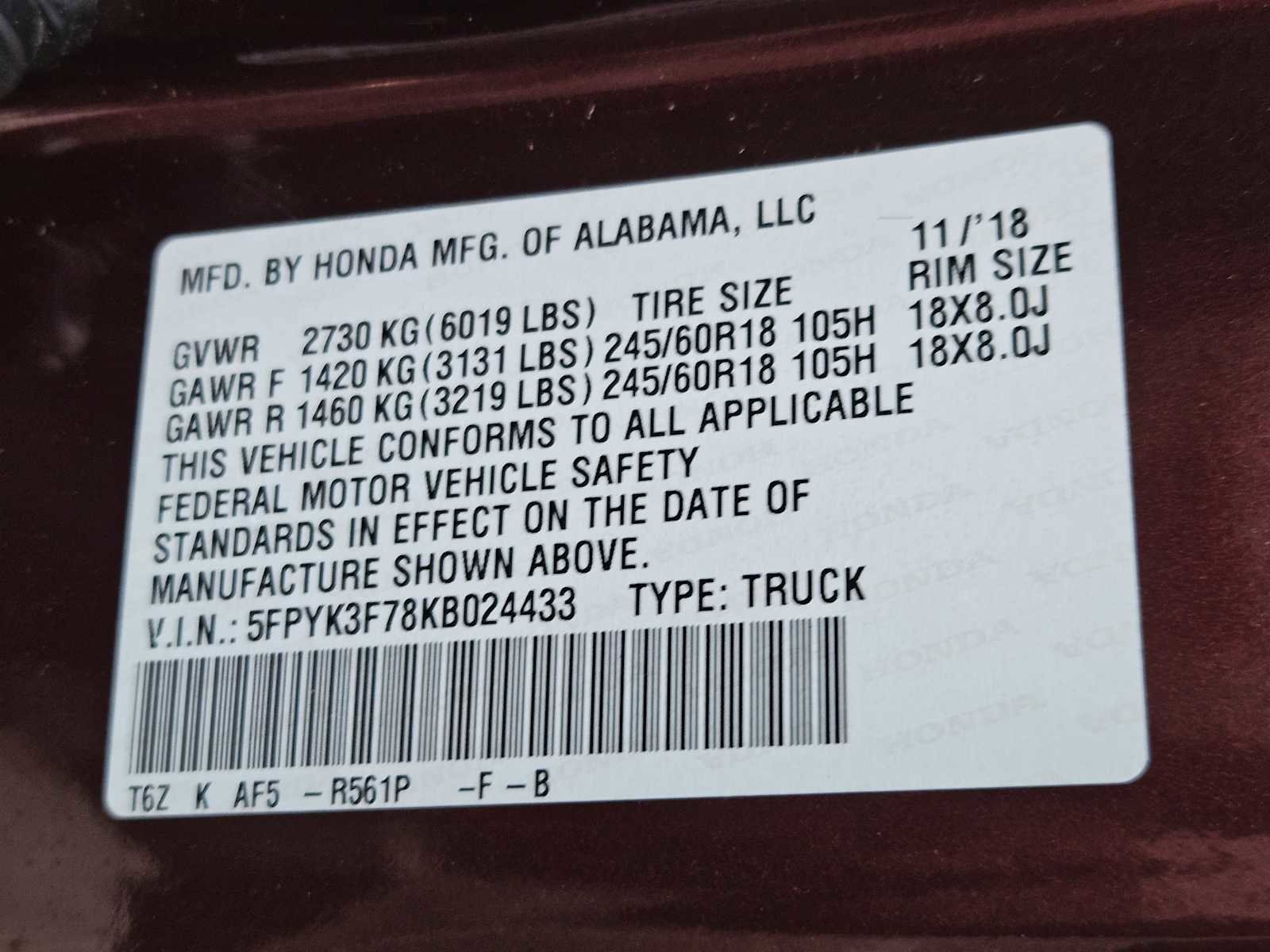 Certified 2019 Honda Ridgeline RTL-E image 33