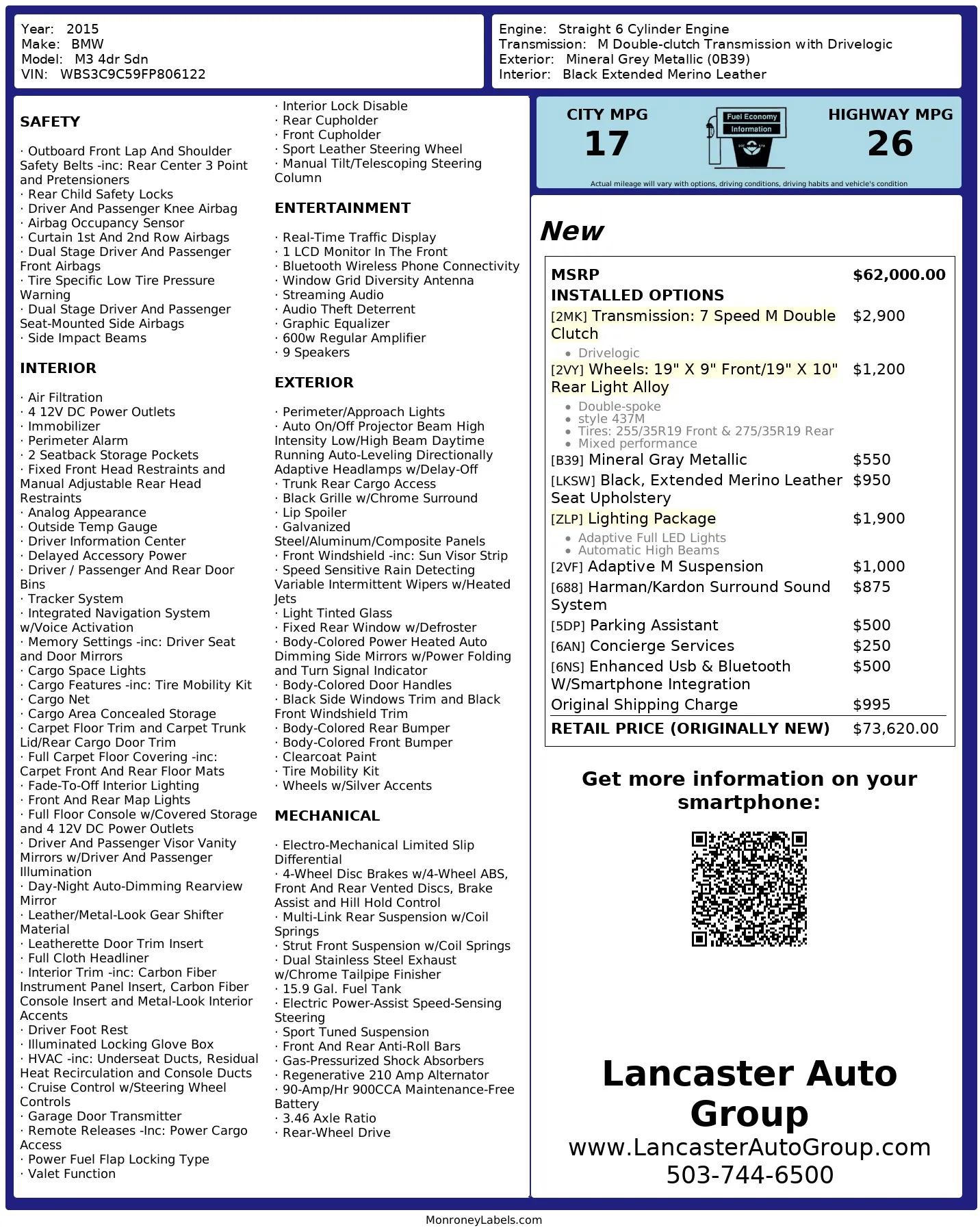 Used 2015 BMW M3 Sedan image 34