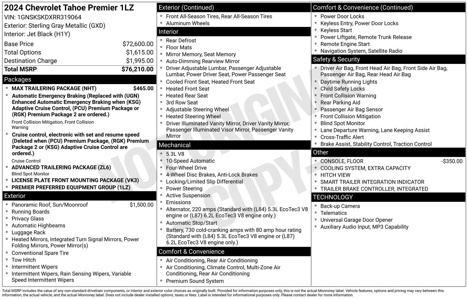 Certified 2024 Chevrolet Tahoe Premier w/ Max Trailering Package AWD/4WD image 15