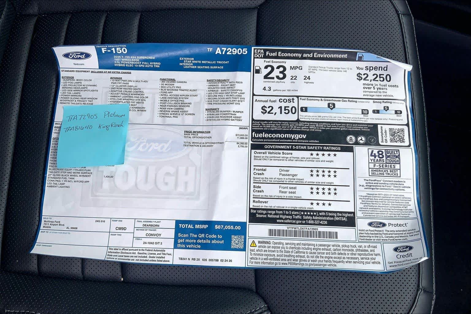 New 2026 Ford F150 Platinum w/ Equipment Group 702A High AWD/4WD image 17