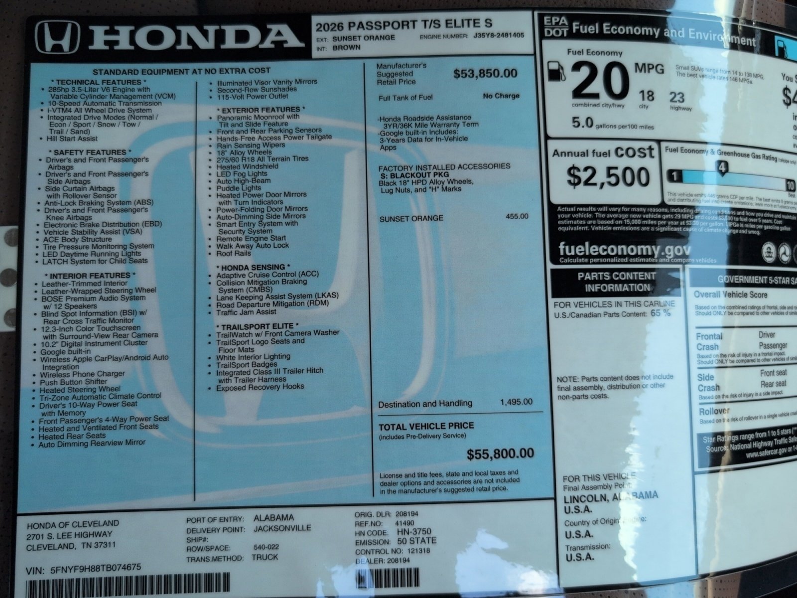 New 2026 Honda Passport TrailSport Elite image 16