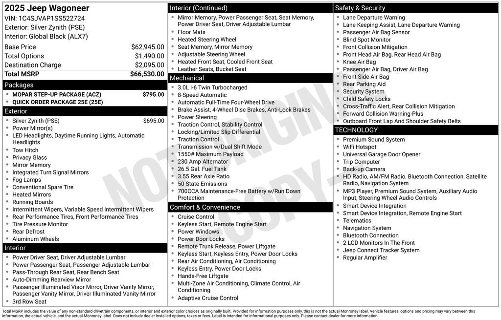 Used 2025 Jeep Wagoneer 4WD w/ Mopar Step-Up Package image 11